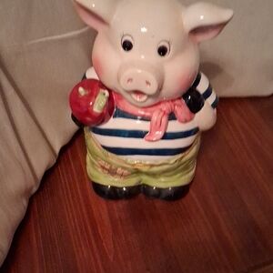Striped Pig Ceramic Figurine